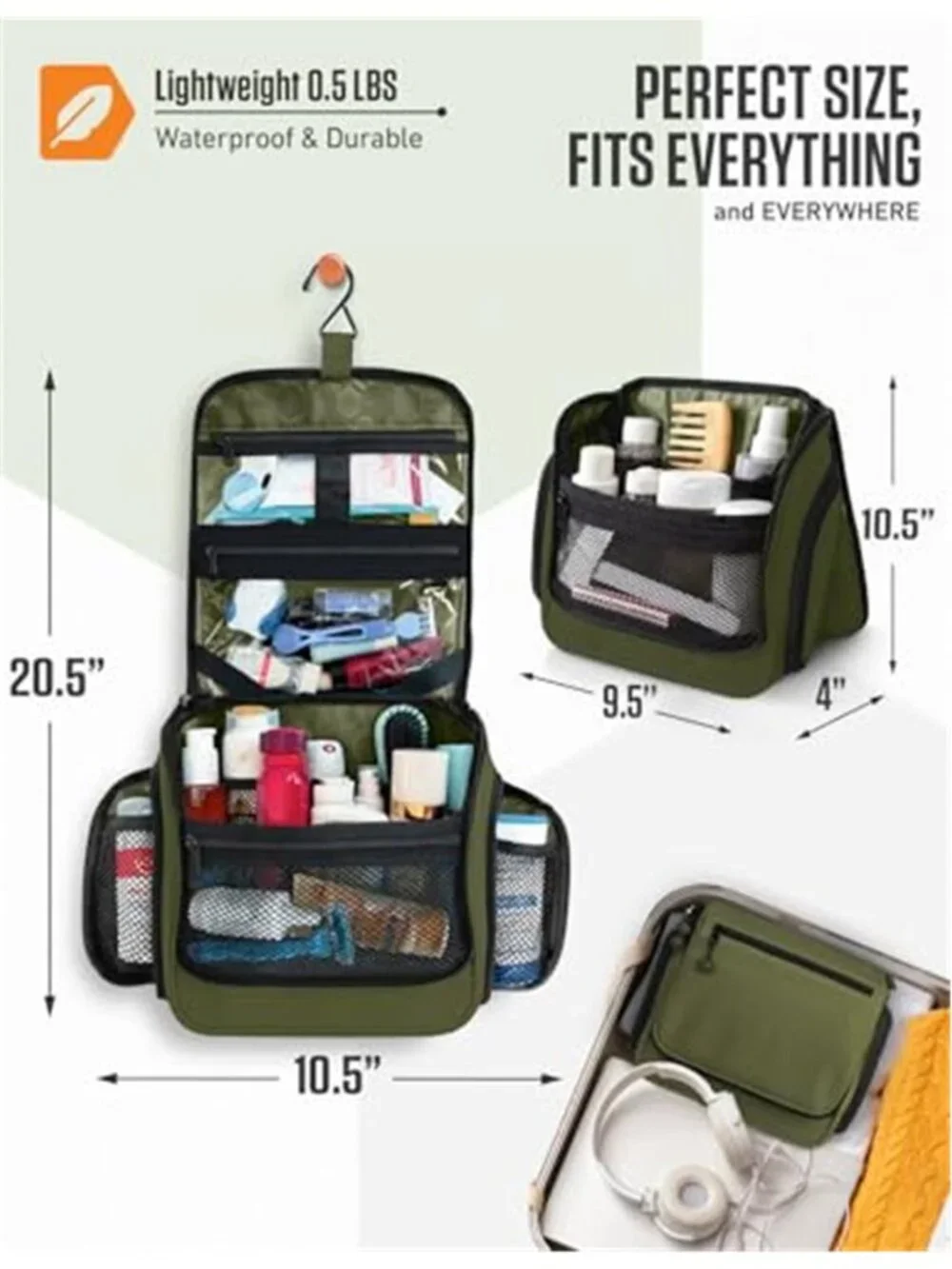 Hanging Toiletry Travel Bag TSA Clear Pouch Water Resistant Dopp Kit Organizer